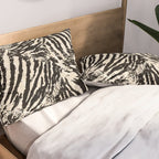 Elegant Zebra Stripes Modern Abstract Animal Pattern in Black and Beige Pillow Sham Gallery Image 2