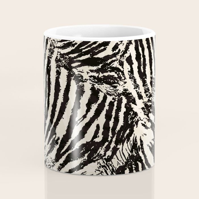 Elegant Zebra Stripes Modern Abstract Animal Pattern in Black and Beige Coffee Mug Gallery Image 4