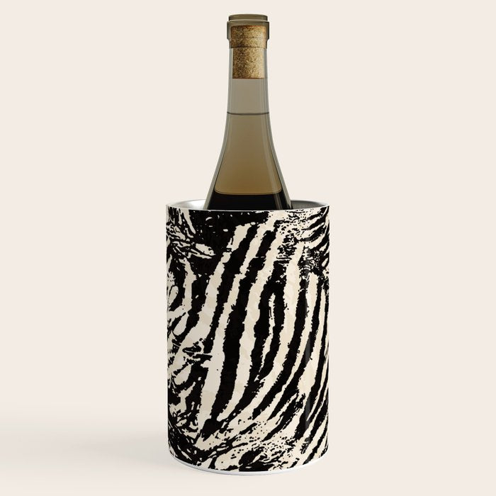 Elegant Zebra Stripes Modern Abstract Animal Pattern in Black and Beige Wine Chiller Gallery Image 2