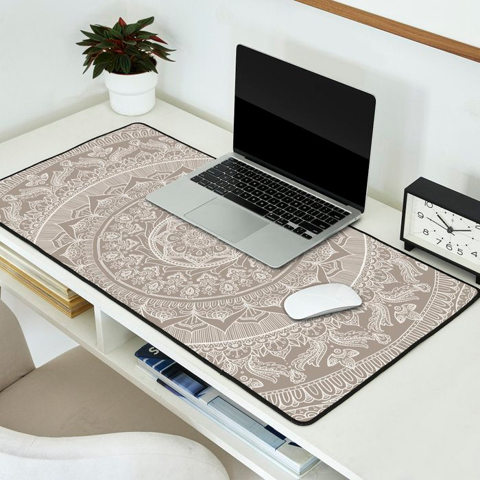 Mandala - Taupe Desk Mat Gallery Image 2