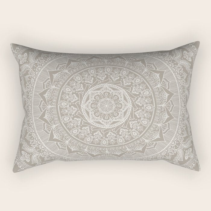 Mandala - Taupe Rectangular Pillow Gallery Image 1