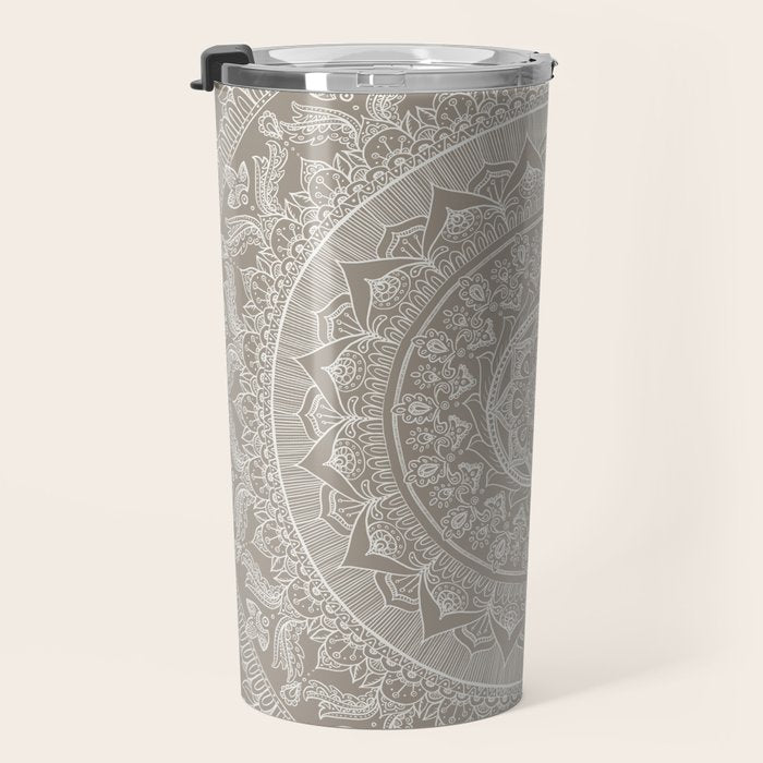Mandala - Taupe Travel Mug Gallery Image 3
