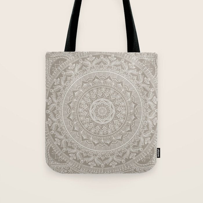 Mandala - Taupe Tote Bag Gallery Image 1