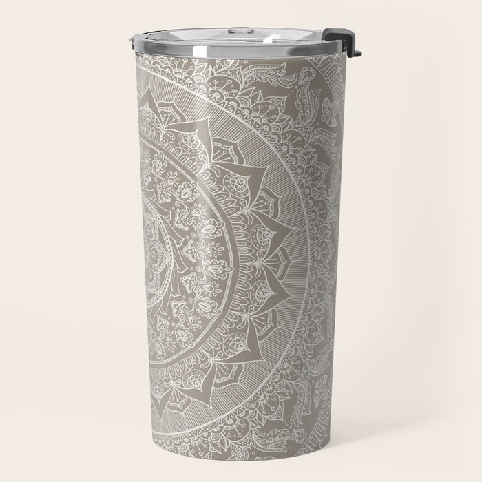Mandala - Taupe Travel Mug Gallery Image 2