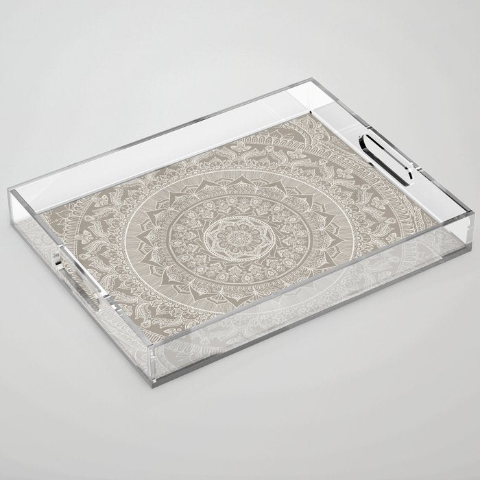 Mandala - Taupe Acrylic Tray Gallery Image 1