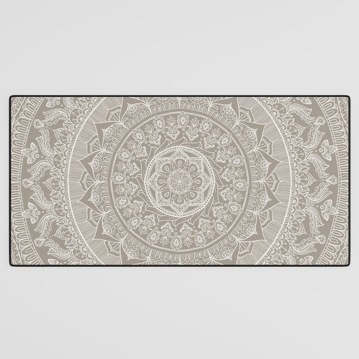 Mandala - Taupe Desk Mat Gallery Image 3