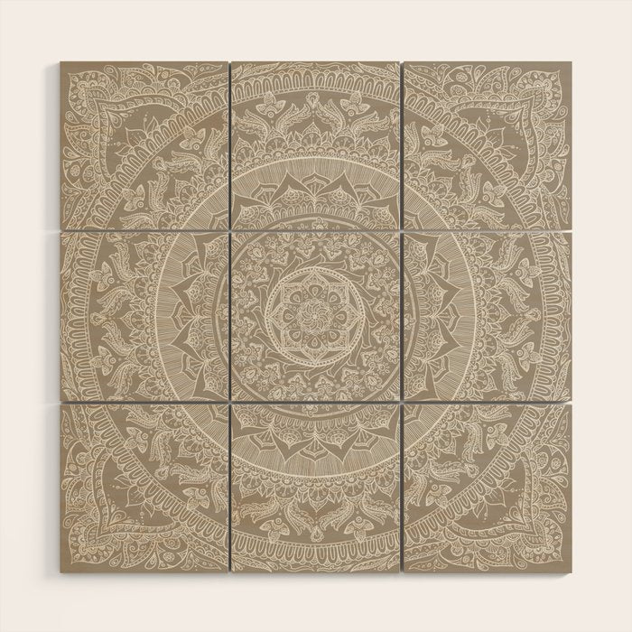 Mandala - Taupe Wood Wall Art Gallery Image 1