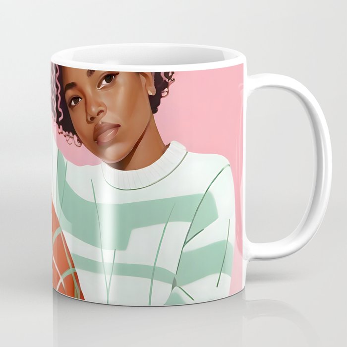 Un-Confine, Free Spirit Colorful People, Plaid Check Pattern Black Woman Afro, Tartar Fashion Eclectic Bohemian, Hep Chic Illustration Painting Coffee Mug Gallery Image 1