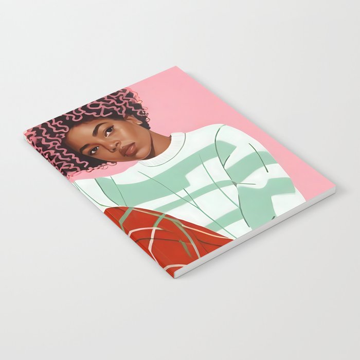 Un-Confine, Free Spirit Colorful People, Plaid Check Pattern Black Woman Afro, Tartar Fashion Eclectic Bohemian, Hep Chic Illustration Painting Notebook Gallery Image 2