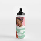 Un-Confine, Free Spirit Colorful People, Plaid Check Pattern Black Woman Afro, Tartar Fashion Eclectic Bohemian, Hep Chic Illustration Painting Water Bottle Gallery Image 2