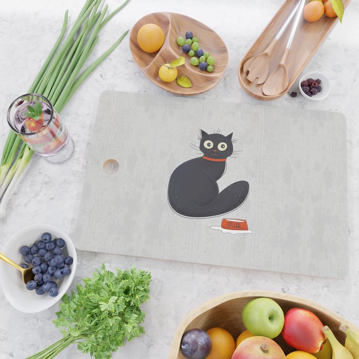 Black Silly Cat  Cutting Board Gallery Image 2