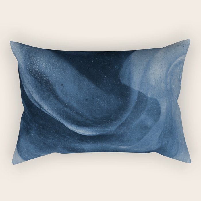 Dusty Blue Ink Swirl - Moody Indigo Wash Rectangular Pillow Gallery Image 2