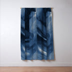 Dusty Blue Ink Swirl - Moody Indigo Wash Window Curtain Gallery Image 3