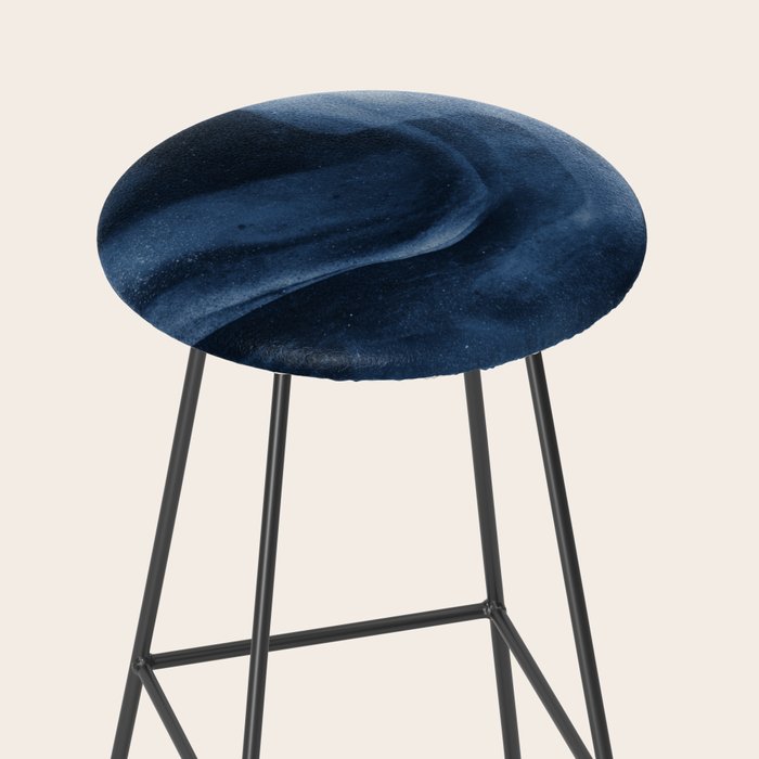 Dusty Blue Ink Swirl - Moody Indigo Wash Stool Gallery Image 2