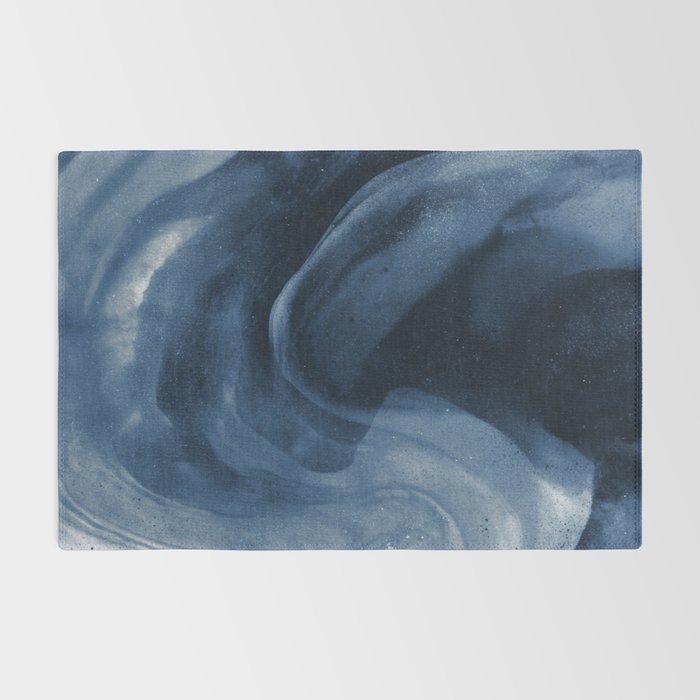 Dusty Blue Ink Swirl - Moody Indigo Wash Rug Gallery Image 2