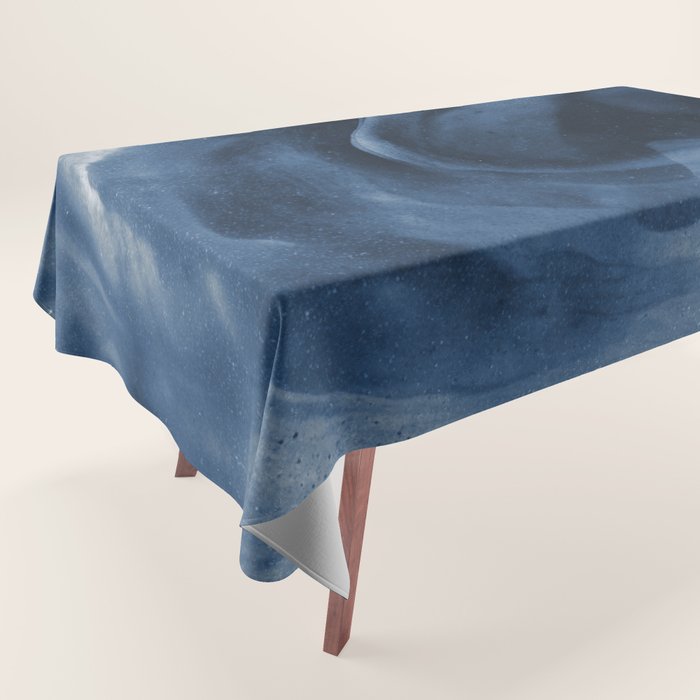 Dusty Blue Ink Swirl - Moody Indigo Wash Tablecloth Gallery Image 1