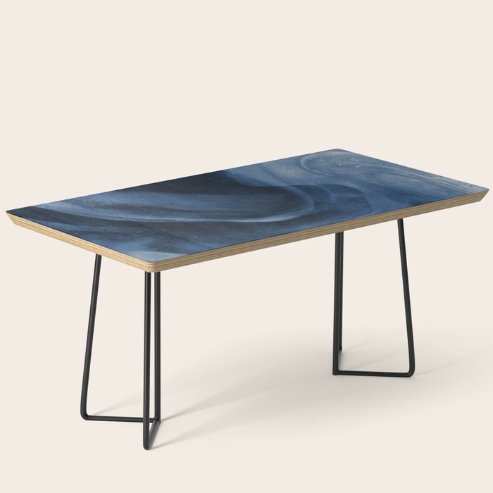 Dusty Blue Ink Swirl - Moody Indigo Wash Coffee Table Gallery Image 1