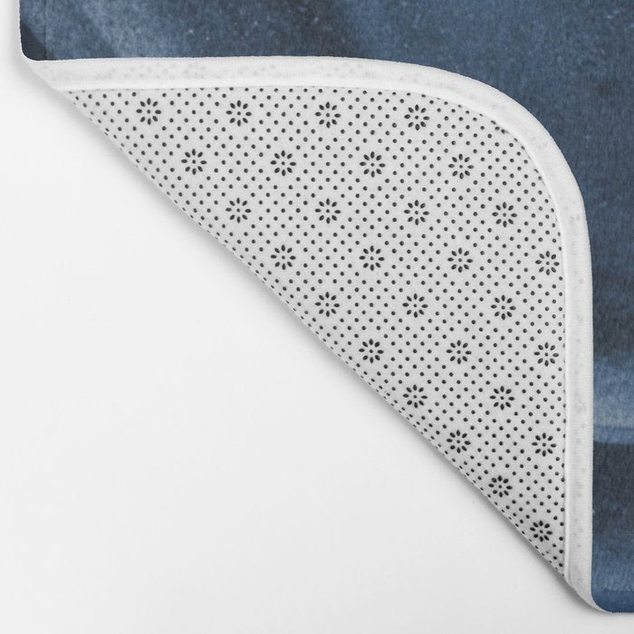 Dusty Blue Ink Swirl - Moody Indigo Wash Bath Mat Gallery Image 2