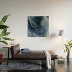Dusty Blue Ink Swirl - Moody Indigo Wash Wood Wall Art Gallery Image 2