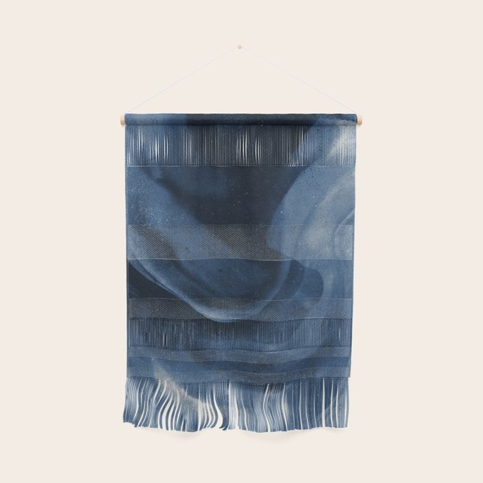 Dusty Blue Ink Swirl - Moody Indigo Wash Wall Hanging Gallery Image 1