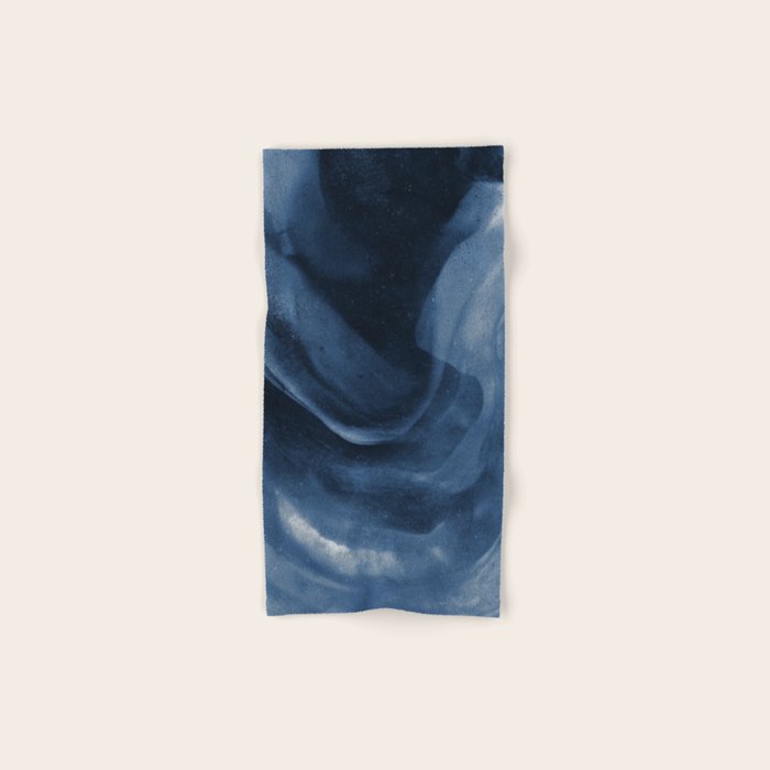 Dusty Blue Ink Swirl - Moody Indigo Wash Bath Towel Gallery Image 1