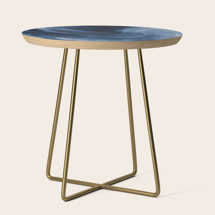 Dusty Blue Ink Swirl - Moody Indigo Wash Side Table Gallery Image 1