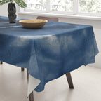 Dusty Blue Ink Swirl - Moody Indigo Wash Tablecloth Gallery Image 3