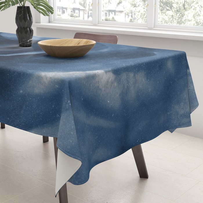Dusty Blue Ink Swirl - Moody Indigo Wash Tablecloth Gallery Image 3