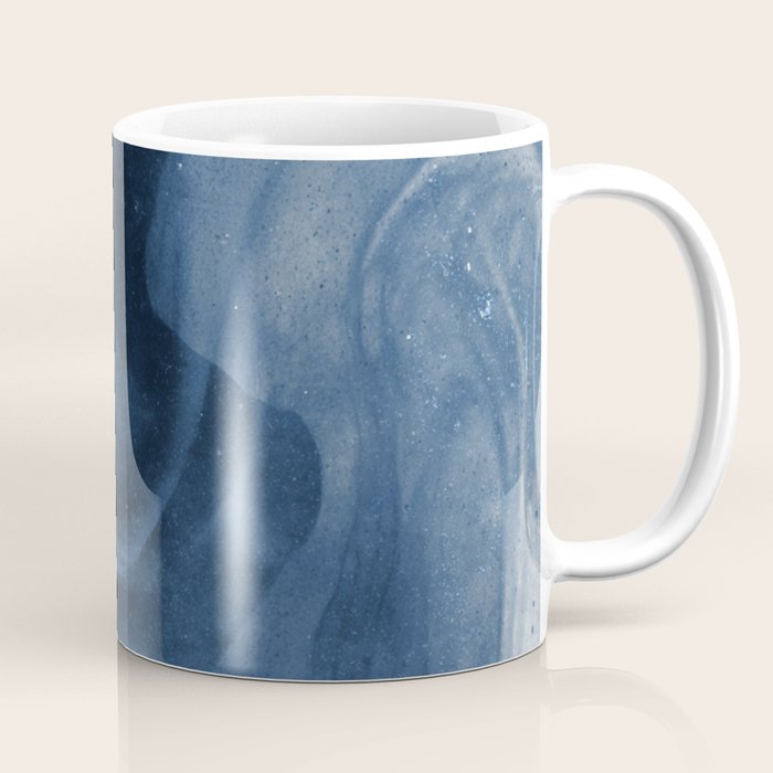 Dusty Blue Ink Swirl - Moody Indigo Wash Coffee Mug Gallery Image 1