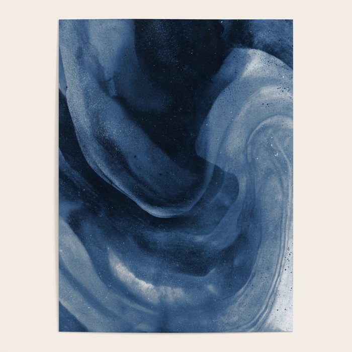 Dusty Blue Ink Swirl - Moody Indigo Wash Poster Gallery Image 4