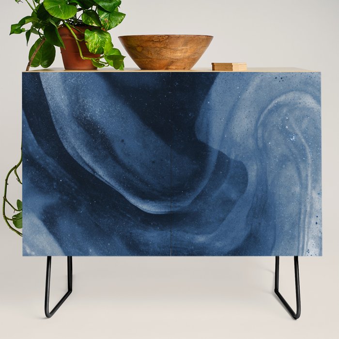 Dusty Blue Ink Swirl - Moody Indigo Wash Credenza Gallery Image 2