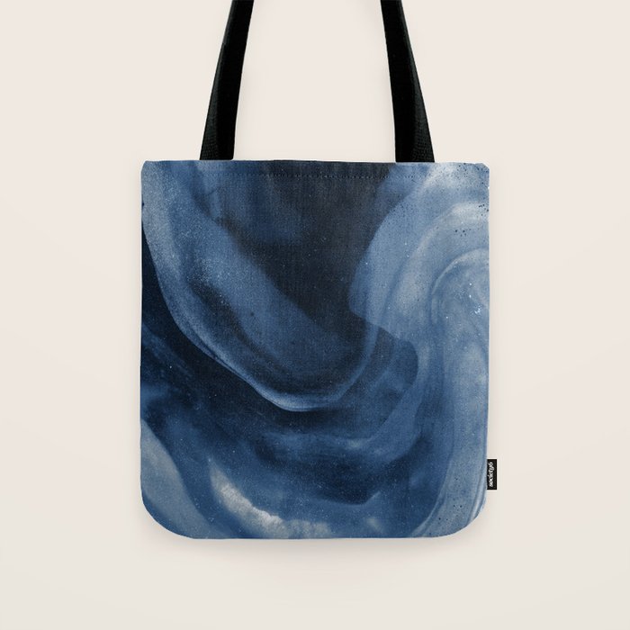 Dusty Blue Ink Swirl - Moody Indigo Wash Tote Bag Gallery Image 1