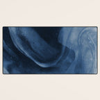 Dusty Blue Ink Swirl - Moody Indigo Wash Desk Mat Gallery Image 3