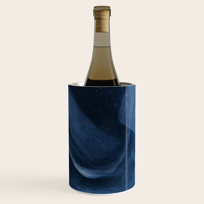 Dusty Blue Ink Swirl - Moody Indigo Wash Wine Chiller Gallery Image 1