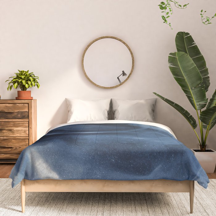 Dusty Blue Ink Swirl - Moody Indigo Wash Comforter Gallery Image 3