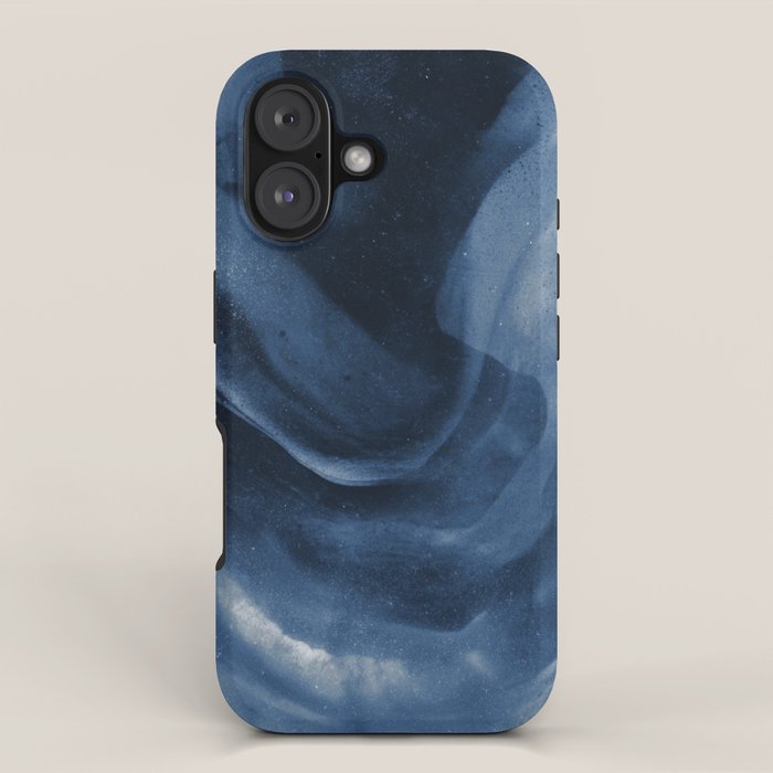 Dusty Blue Ink Swirl - Moody Indigo Wash iPhone Case Gallery Image 1