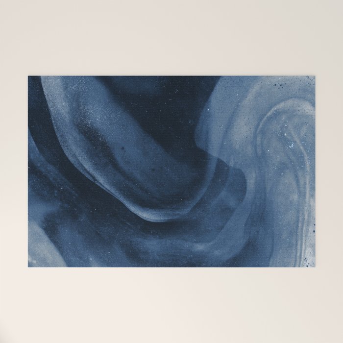 Dusty Blue Ink Swirl - Moody Indigo Wash Welcome Mat Gallery Image 1