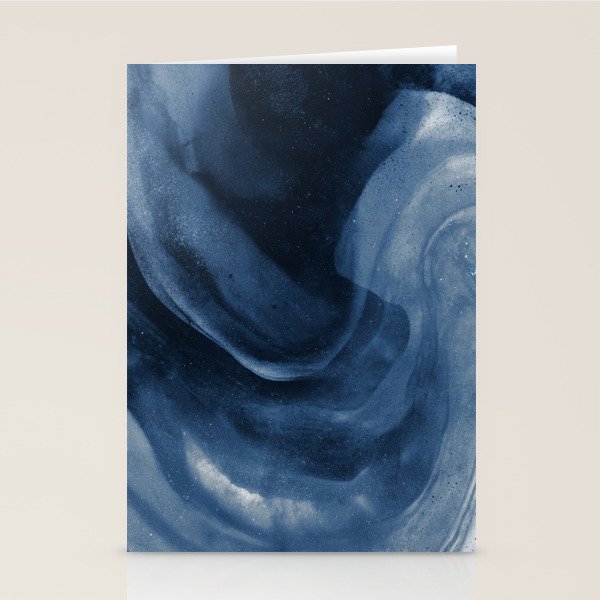 Dusty Blue Ink Swirl - Moody Indigo Wash Stationery Card Gallery Image 1