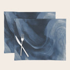 Dusty Blue Ink Swirl - Moody Indigo Wash Placemat Gallery Image 1