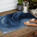 Dusty Blue Ink Swirl - Moody Indigo Wash Outdoor Rug Gallery Image 2
