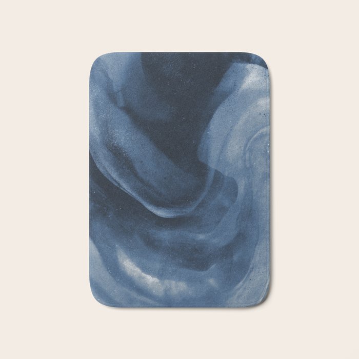 Dusty Blue Ink Swirl - Moody Indigo Wash Bath Mat Gallery Image 1