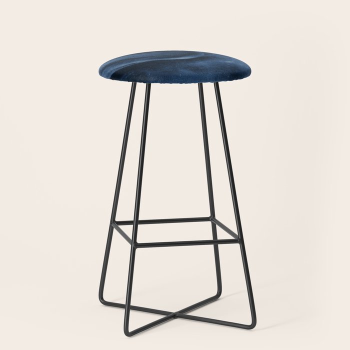 Dusty Blue Ink Swirl - Moody Indigo Wash Stool Gallery Image 1