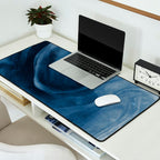 Dusty Blue Ink Swirl - Moody Indigo Wash Desk Mat Gallery Image 2