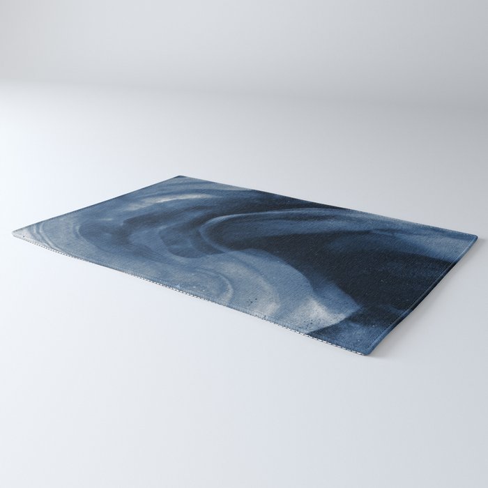 Dusty Blue Ink Swirl - Moody Indigo Wash Rug Gallery Image 3