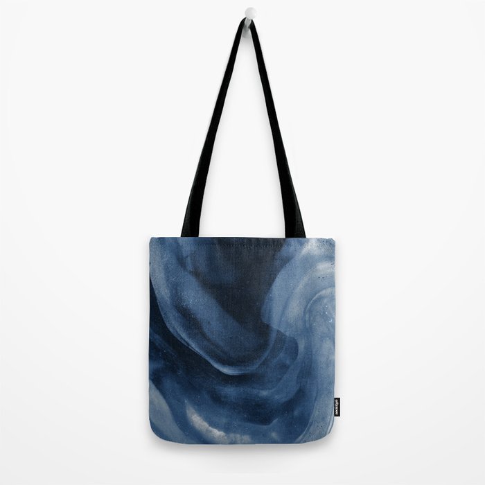 Dusty Blue Ink Swirl - Moody Indigo Wash Tote Bag Gallery Image 2