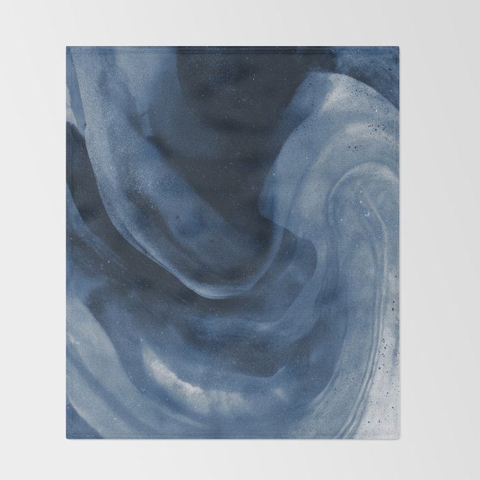 Dusty Blue Ink Swirl - Moody Indigo Wash Throw Blanket Gallery Image 2