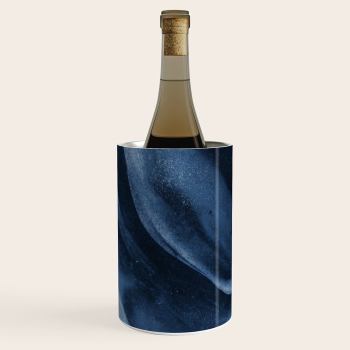 Dusty Blue Ink Swirl - Moody Indigo Wash Wine Chiller Gallery Image 2