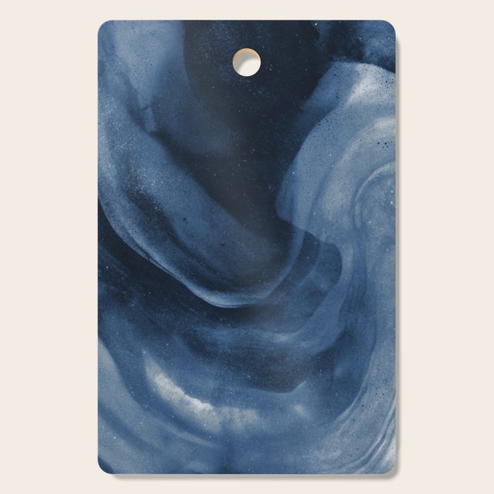 Dusty Blue Ink Swirl - Moody Indigo Wash Cutting Board Gallery Image 1