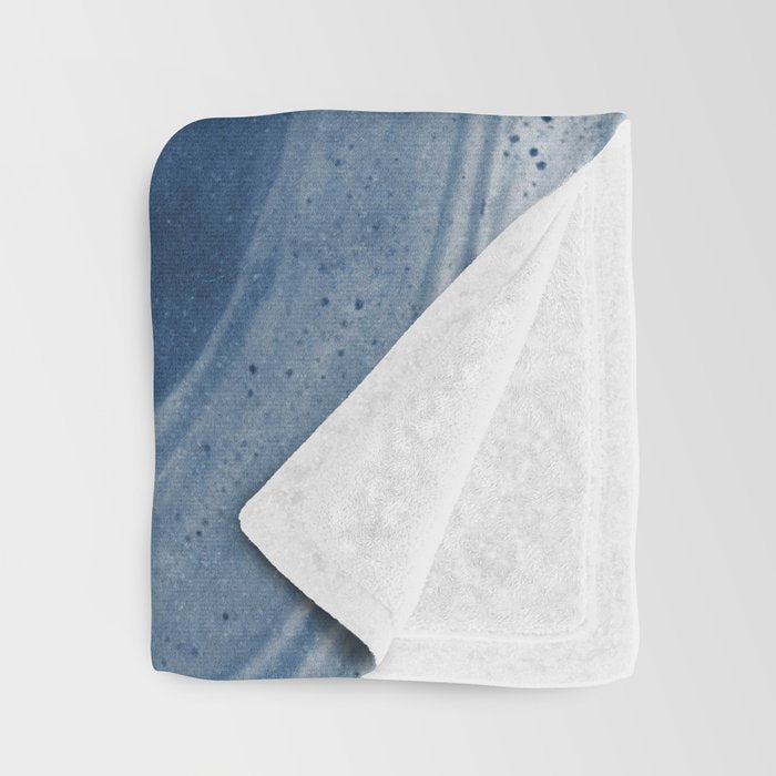 Dusty Blue Ink Swirl - Moody Indigo Wash Throw Blanket Gallery Image 3