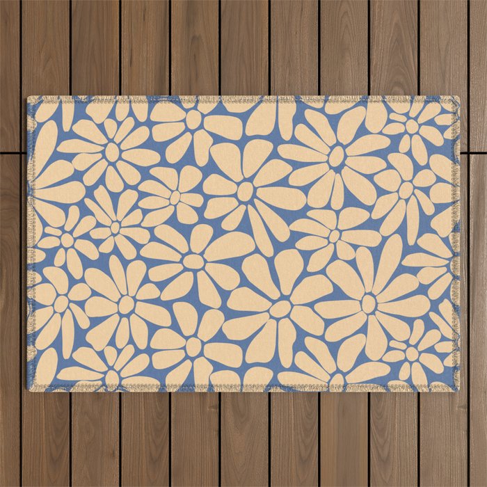 Retro Floral - Indigo  Outdoor Rug Gallery Image 1